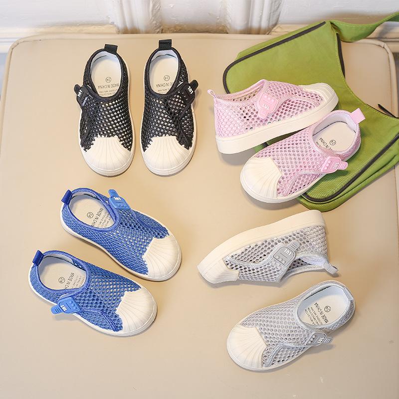 Детские полусандалии для мальчиков и девочек, повседневные кроссовки с сетчатыми вырезами, дышащие детские летние пляжные туфли, сандалии