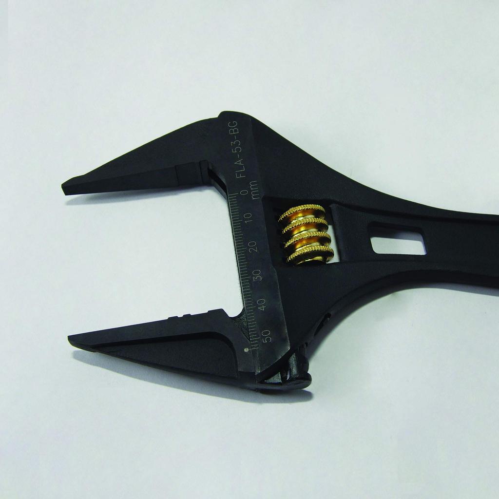 Fujiya Light Adjustable Black Maximum 53mm Wrench, Gold, FLA-53-BG, Opening