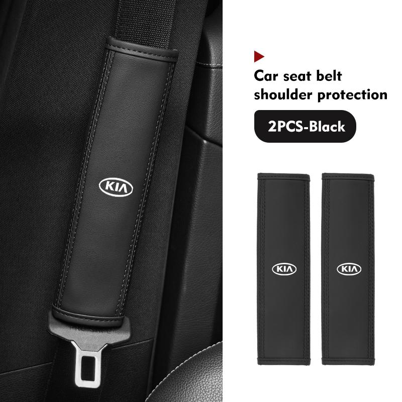 CASSX1 For KIA Leather Car Seat Safety Belt Soft Protector Shoulder Strap Pad Auto Accessories Ceed Sportage Rio K5 K2 Optima Cerato