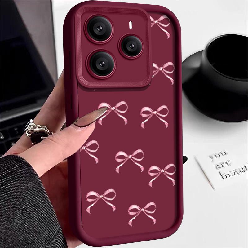 Bowknot Print TPU Soft Phone Case For Xiaomi 14T Pro 13T Poco X7 F6 X6 Redmi Note 14 Pro 13 12 11 Silicone Shockproof Lens Protection Bumper Cover