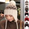 New Style Fashion Beanie Hats Winter Warm Pompoms Cap Dandy Beanies For Women Lozenge Pattern Winter Knitted Girl Hats Gift
