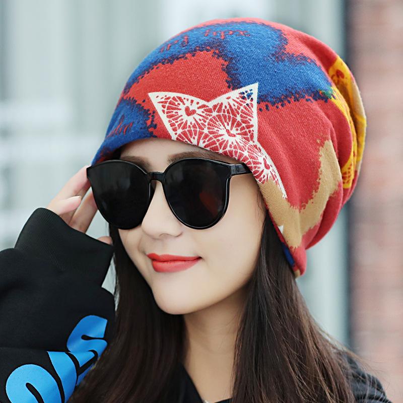 New fashion color matching five-pointed star pullover hat, European and American style ear protection headgear is hot-selling in stock