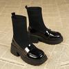 Платформа Женские Ботильоны Ботильоны Высокие Каблуки Трикотажные Хлопковые Массивные Туфли Зимняя Мода Новые Ботинки Трендовые Туфли-лодочки Челси Botas Mujer
