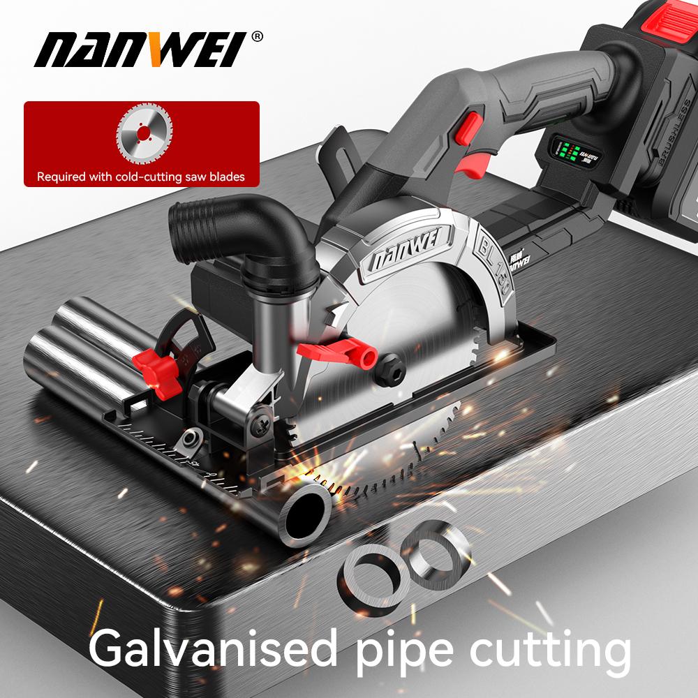 NANWEI Электрическая дисковая пила 6", бесщеточная, 21 В, регулируемый угол, 6800 об/мин