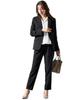 Брючный костюм Вертикальный и горизонтальный эластичный брючный костюм зауженного кроя Черный 8L [Nissen] [Женский костюм] (куртка + брюки 9-й длины)