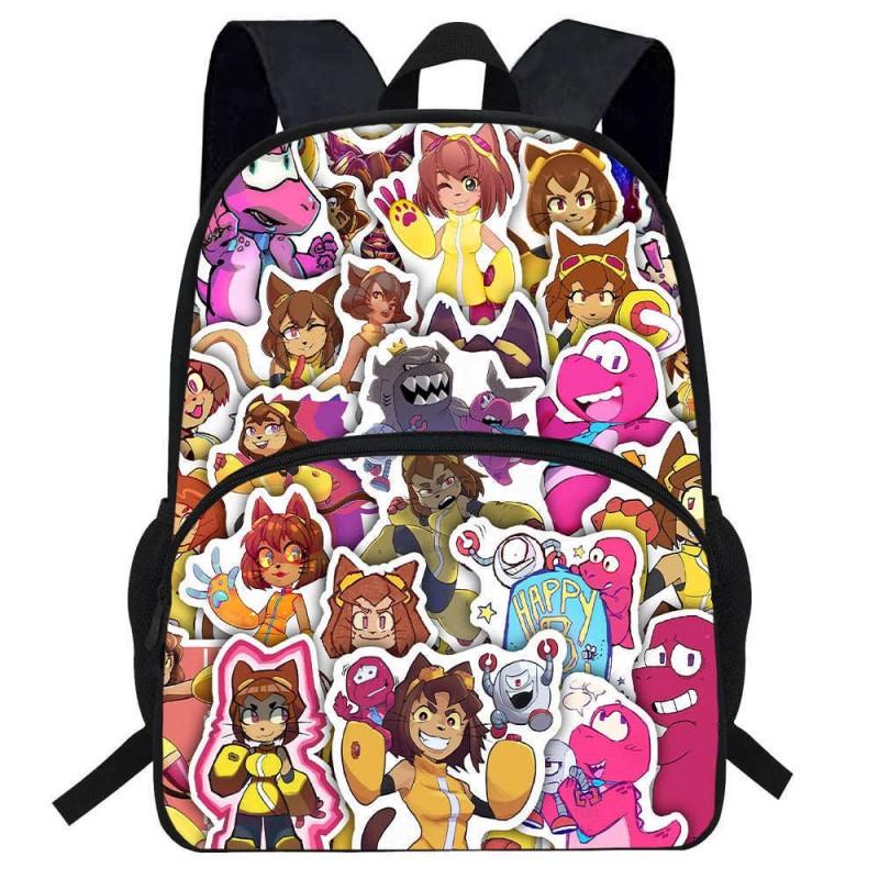 Kids Cartoon Backpack School Lightweight Ergonomic Dual Strap Bag With Printed Design Oxford Fabric Grade 1-2 Students