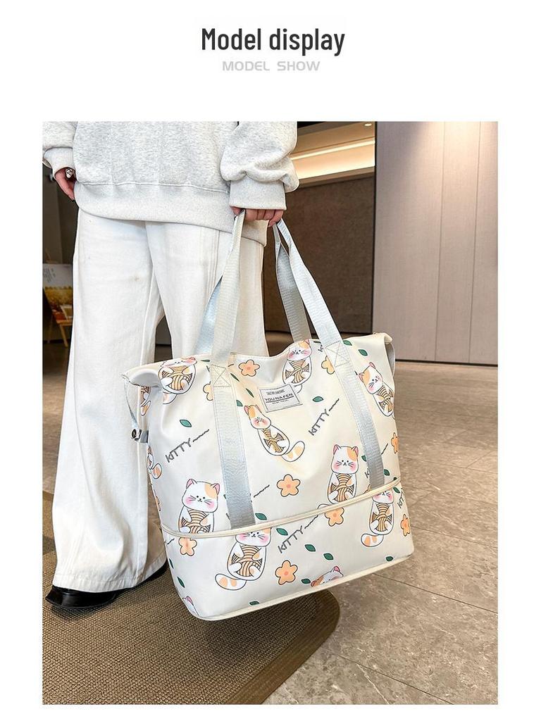 Women's Colorful Expandable Travel Bag - Double-Layer, Large-Capacity, Compact Luggage for Short Trips