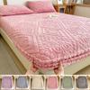 European Style 3Pcs/Set Warm Plush Fitted Sheet and Pillowcase Mattress Cover with Elastic Band Velvet Bed Cover Winter Autumn
