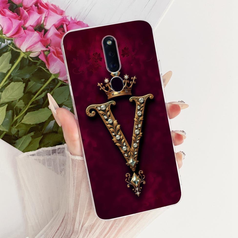 Для Oppo F11 Pro Чехол Прозрачный Роскошная Корона Буквы А-Я 2D Расписной Мягкий Корпус CPH1969 CPH2209 CPH1987