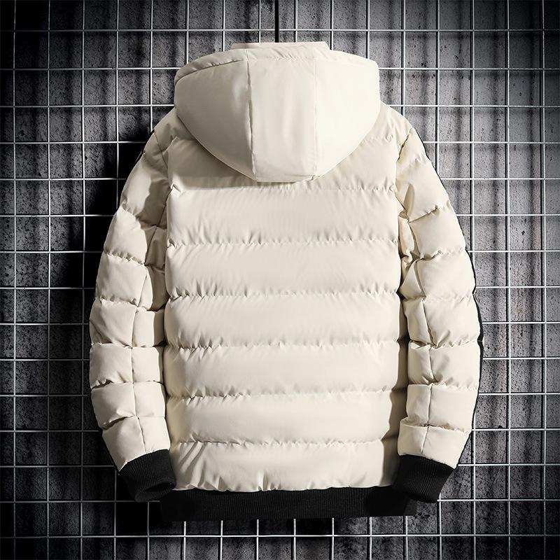 Cotton-padded Men Winter Korean Version Trend Three Bars Fashion Casual Warm Hooded Cotton-padded Men Large Size Coat Men