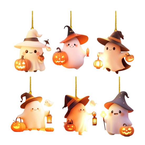 Halloween Ornament Cute Ghost Pumpkin Decor Car Interior Decor Pendant Decoration for Halloween Party Gift