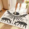 Artistic Black White Figure Pipe Plant Carpet Non-slip Washable Door Mat Rugs for Entryway Bohemian Decor Home Decoration