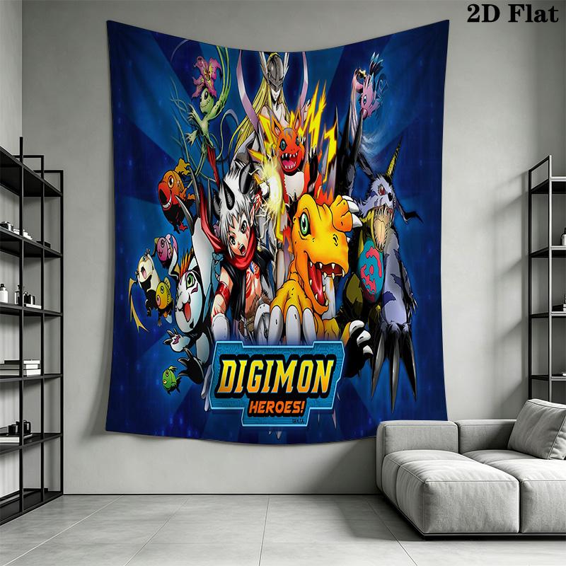 Digimon Heroes Epic Battles Await Tapestry Fashion Print Background Cloth Wall Covering Decoration Atmospheric Background Cloth Home Decor