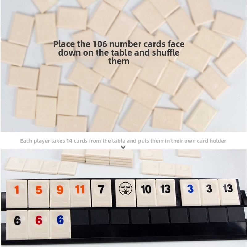 Игра Рамми Куб с 4 подставками 106 элементов Набор игры Рамми Куб с переносным кейсом Набор плиток Рамми для путешествий для семьи Классические настольные игры