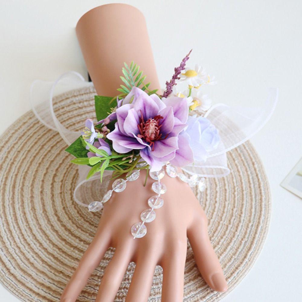 Artificial Flower Bridal Corsage Magnolia Wrist Corsage Wedding Accessories