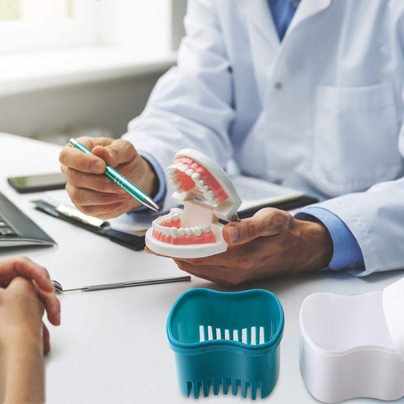 Bathroom Denture Cup Mouthguard Cleaning Container Denture Boxes Bath Dentures Container Denture Box for Travel Retainer