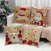 1/4pcs Cushion Cover New Year 2026 Linen Pillow Cases 45*45CM Pillowcase Single-Sided Excludes Inserts 2D Christmas Xmas Gifts