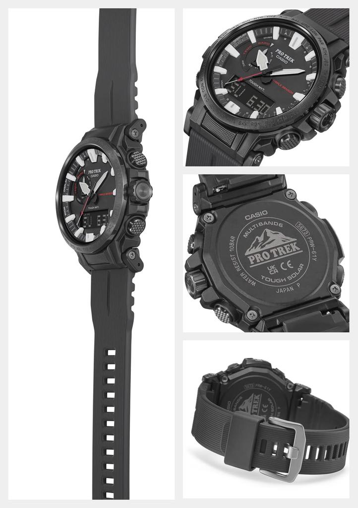 Часы Casio Pro Trek [Официальный японский продукт] Линия Climber Радиоуправляемые солнечные часы с корпусом из биомассы, PRW-61Y-1BJF, Мужские, Черные
