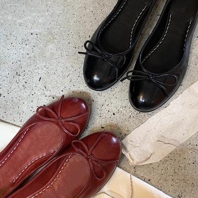 Виноградный Дом~ Осень Новая Классика BI Входите! Масляный Воск Коровья Кожа Издание Маленький Круглый Носок Бант Легкий Рот Одинарная Обувь Женская