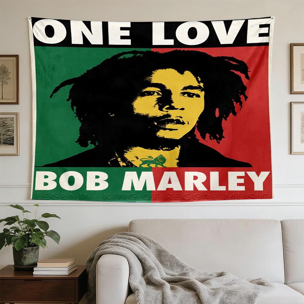 Bob Marley Reggae One Love Reggae Decorative Wall-Hanging Tapestry, Home Ornament for Living Room,Dorm and Fan Parties,Multi-style,celebrities,cartoon