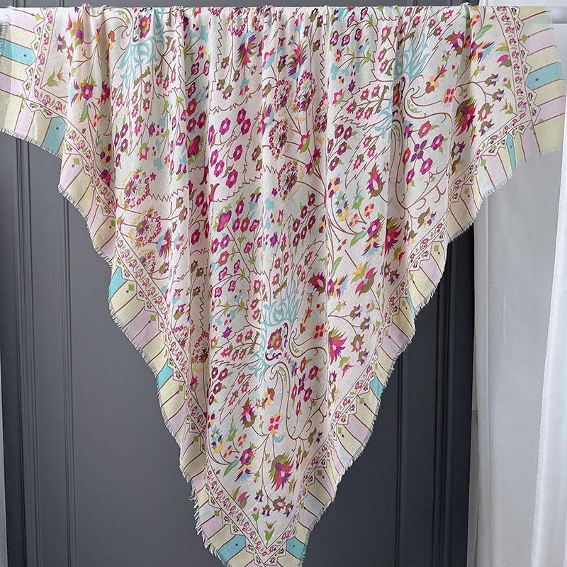 Winter Fashion 130Cm Square Leopard Floral Thick Viscose Shawl Scarf Lady High Quality Wrap Pashmina Stole Bufandas Muslim Hijab