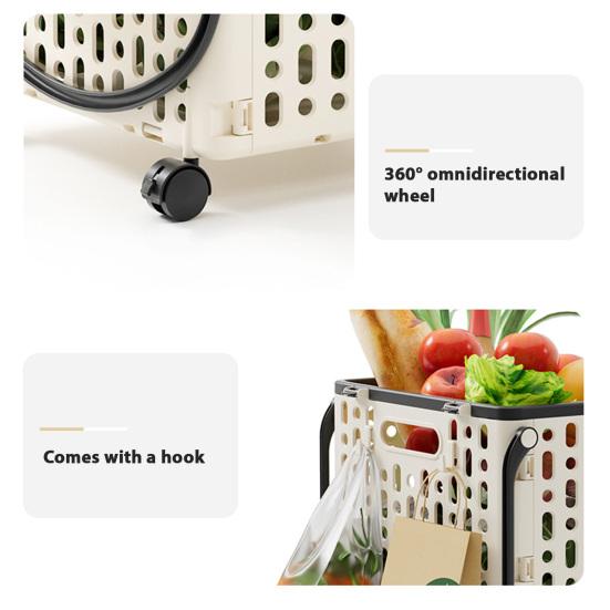 Yousheng Складная тележка для покупок Складная хозяйственная тележка с поворотными колесами на 360 градусов Легкая складная тележка на колесиках с крючками для продуктов