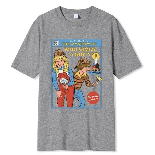 Можете ли вы помочь разгадать тайну «Кто насмехается?» Мужская футболка, модная повседневная уличная футболка большого размера, свободная хлопковая футболка, одежда