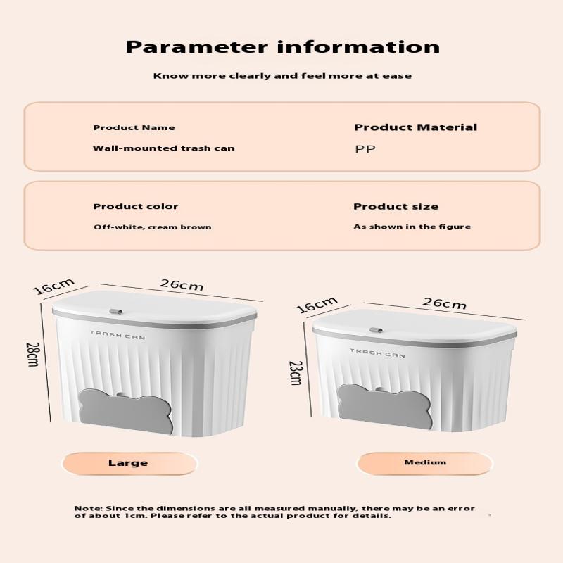 Kitchen Wastebasket Wall Mounted Trash Can With Lid Bathroom Trash Bin Garbage Can For Cabinet Under Sink Compost Bin