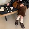 Brown Retro British Style Heightened Platform Small Leather Shoes Women's 2025 Autumn New French One-pedal Loafers
