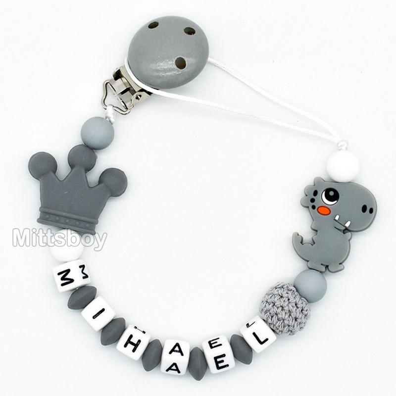 Personalized Name Handmade Silicone Baby Beech Dummy Pacifier Clip Safe Teething Chain Teether Pacifier chains Holder Chain Gift