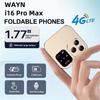 2025 I16 PRO MAX 4G Mini Fold Mobile Phone 2 SIM Card Speed Dial Video Player Magic Voice Blacklist Small Flip Cellphone Type-C