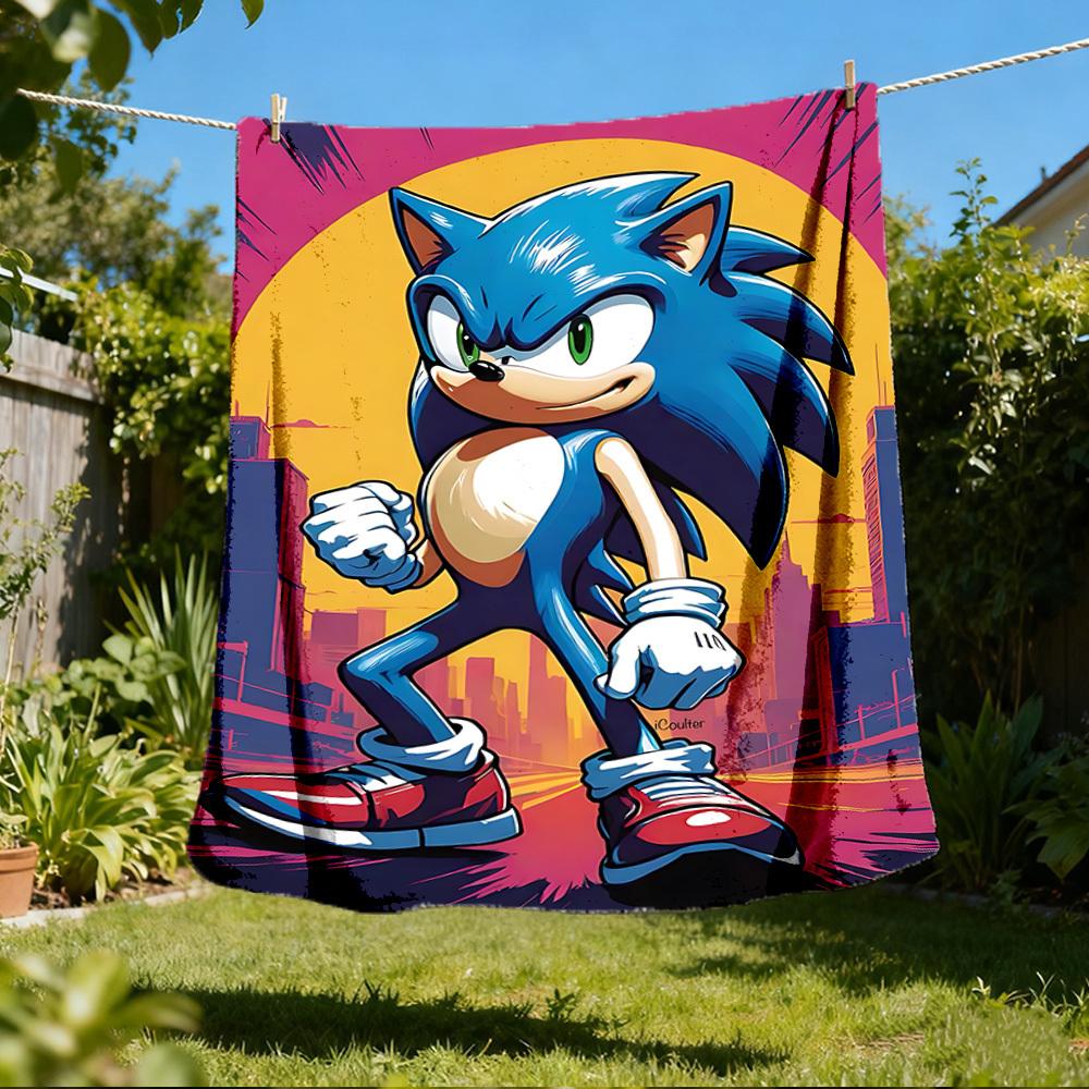 1 шт. Фланелевое одеяло Sonic для улицы для девочек, мягкое, легкое, идеально подходит для кемпинга и в качестве подарка, Цифровое