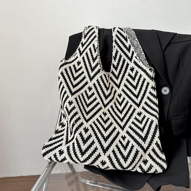 Yogodlns Винтажная геометрия крючком сумки для покупок вязаные сумки большой емкости сумка через плечо модная книжная упаковка для женщин путешествия
