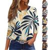 Women's T Shirt Tee Print Button 3/4 SleeveDaily Weekend Fashion Basic V- Neck Regular Top