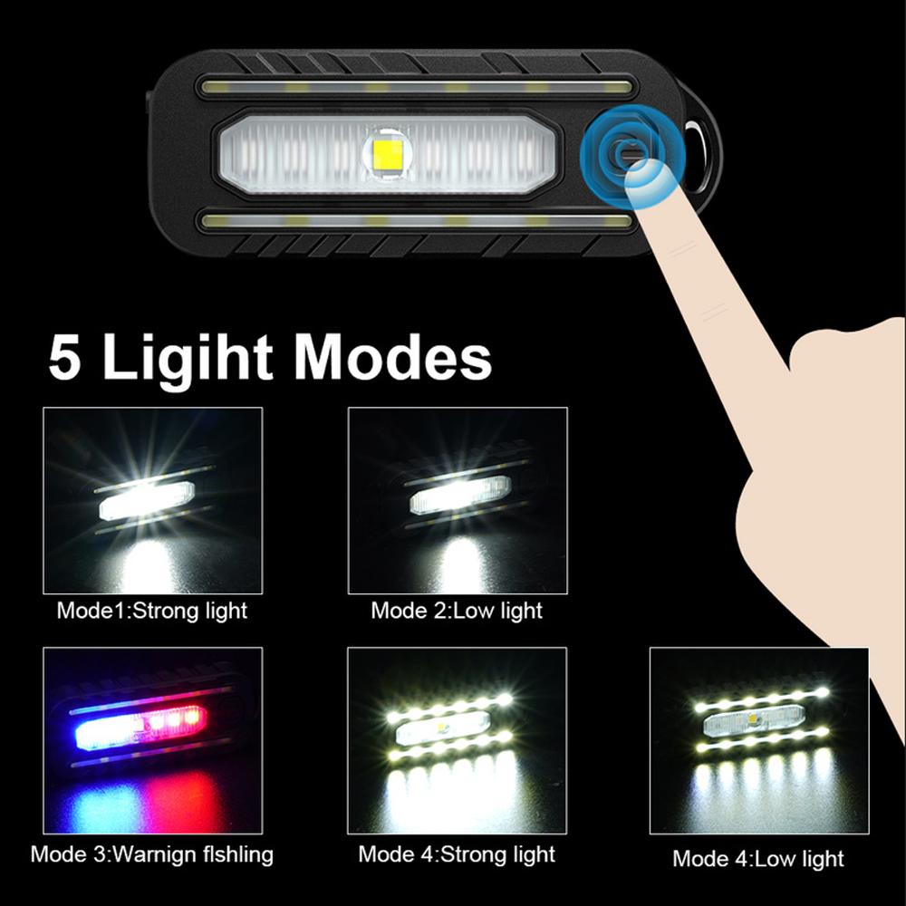 C-type Rechargeable Bicycle Tail Lamp Led Portable Flashlight Waterproof Emergency Torch Flashlamp Cycling Running Riding Hiking