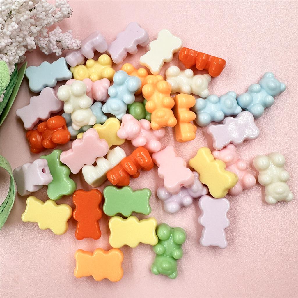 High Quality Fashion Jewelry Accessories Making Loose Beads Solid Color DIY 11*18mm Bear 25Pcs Mobile Phone Chain Materials Earring Bracelet