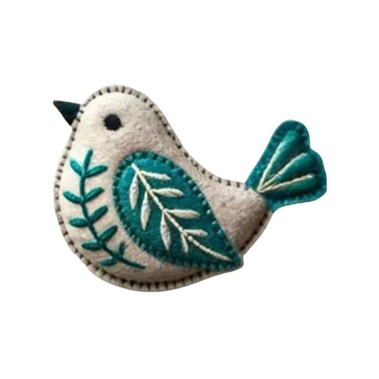 Handmade Felt Bird Ornament, Vintage Embroidery Bird Hanging Decoration, Handcrafted Colorful Bird Christmas Tree Ornament