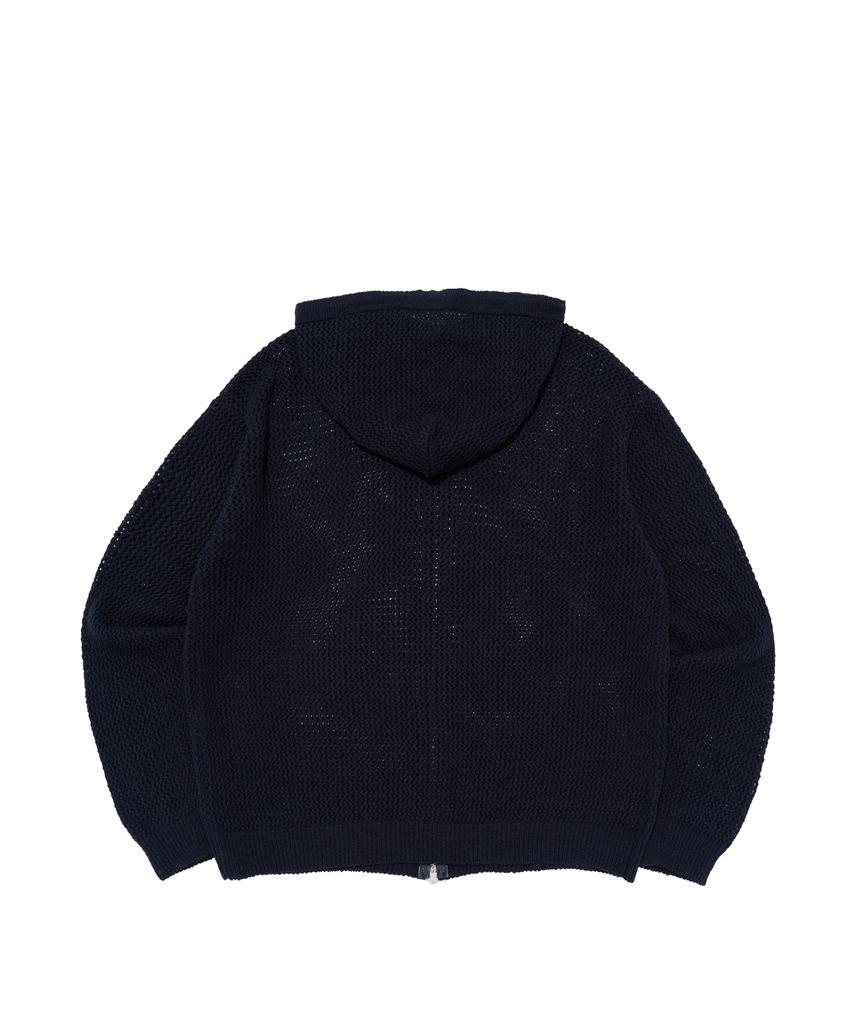 OTHERFITS Scaly Net Knit Zip-Up Hoodie (Navy)