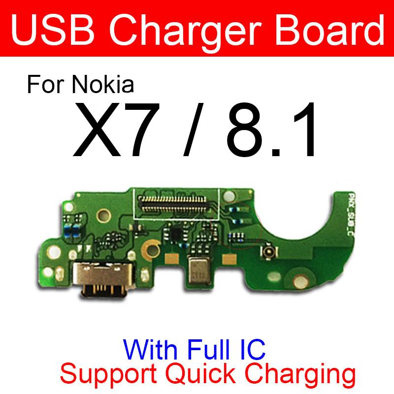 USB ChargerJack Plug Board For Nokia 8.1 X7 TA-1131 Charging Port Dock Connector Mic Microphone Flex Cable Board Repair Parts