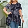 Женская мода повседневная летняя цветная блузка с принтом и V-образным вырезом с коротким рукавом и рубашками