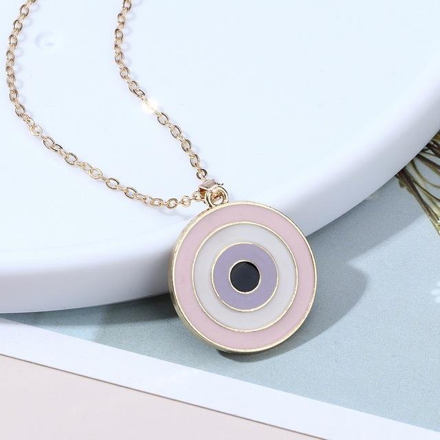 Простое турецкое хрустальное ожерелье с подвеской от сглаза для женщин, модные украшения на удачу, геометрическая круглая подвеска в виде демонического глаза, цепочка на ключицу