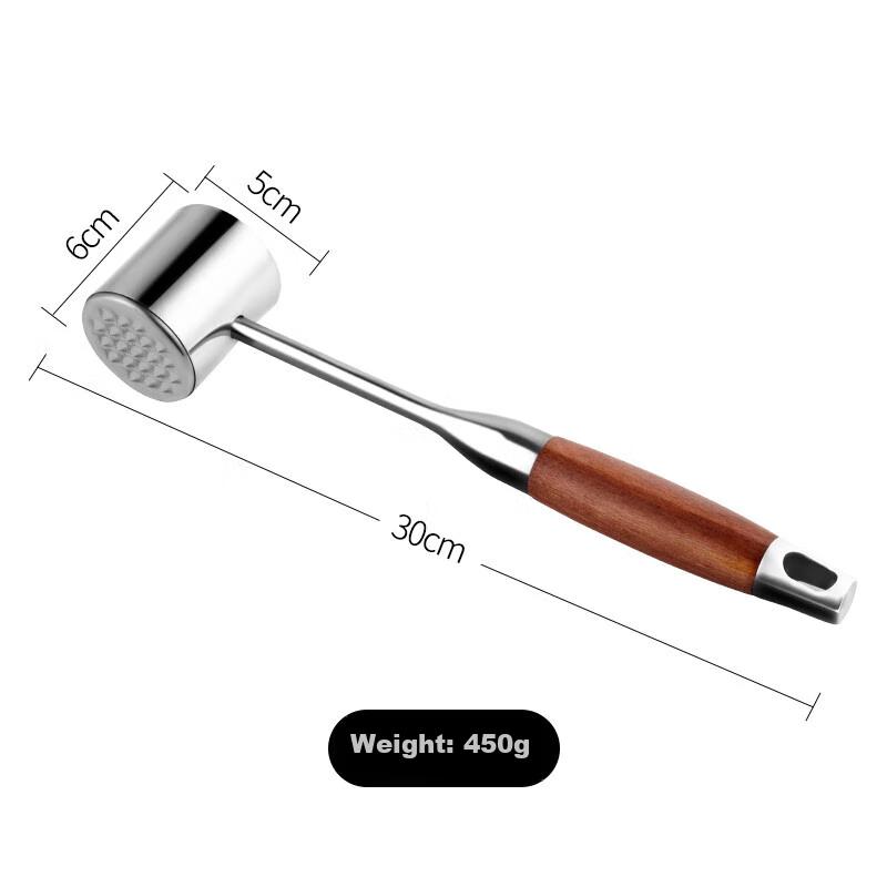 BJ 304 Stainless Steel Double-Sided Meat Tenderizer, Steak Mallet, Meat Hammer, Rosewood Meat Tenderizer, Meat Tenderizing Hammer