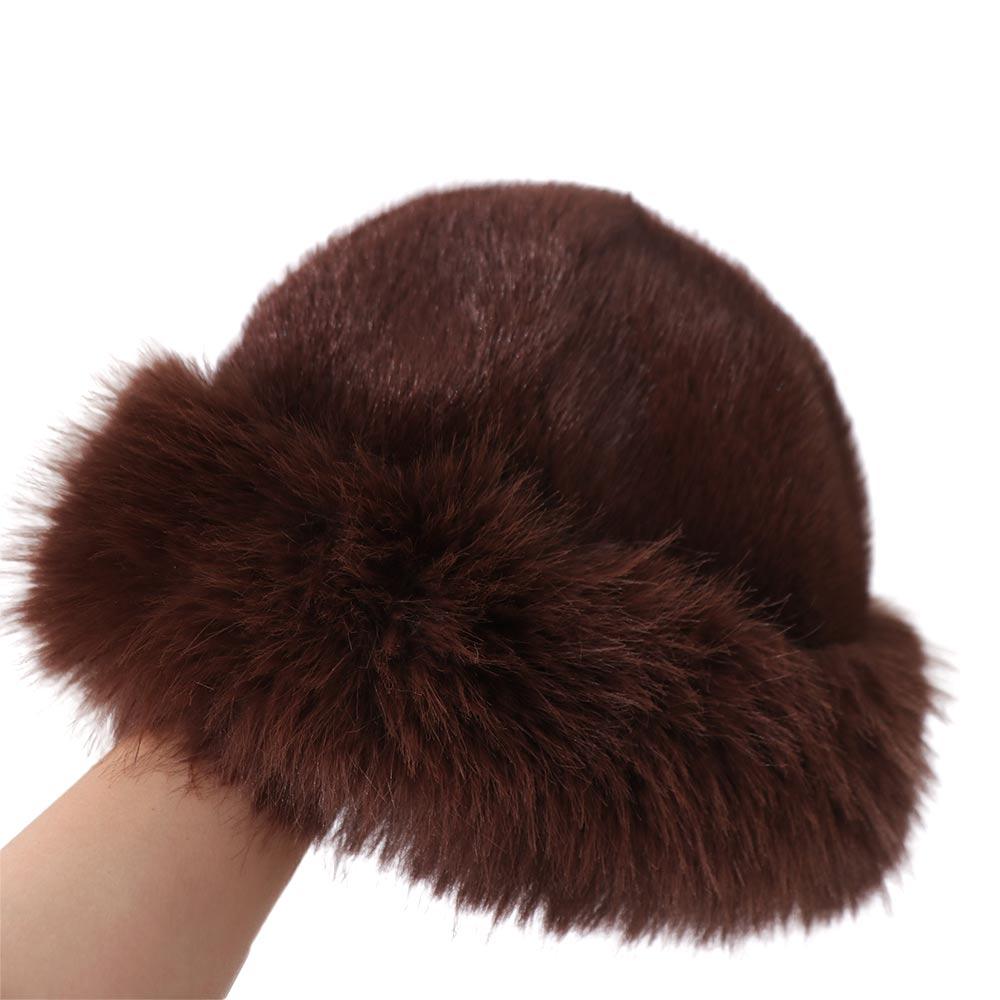Warm Luxury Plush Hat Thicken Winter Fluffy Hats Fashion Faux Fur Bucket Hat Girls