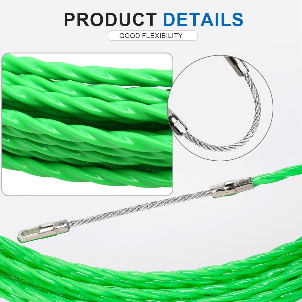 Cable Push Puller Fiberglass Duct Rodder Fish Tape Cable Pulling Tool Electrical Wire Cable Guide Device Aid Tool 4mm 5-40M