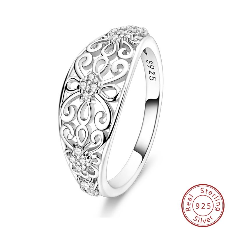 925 Sterling Silver Heart Shaped Infinite Minimalist Rings Hollow Celtic Knot Rings for Women Elegant Engagement Wedding Jewelry