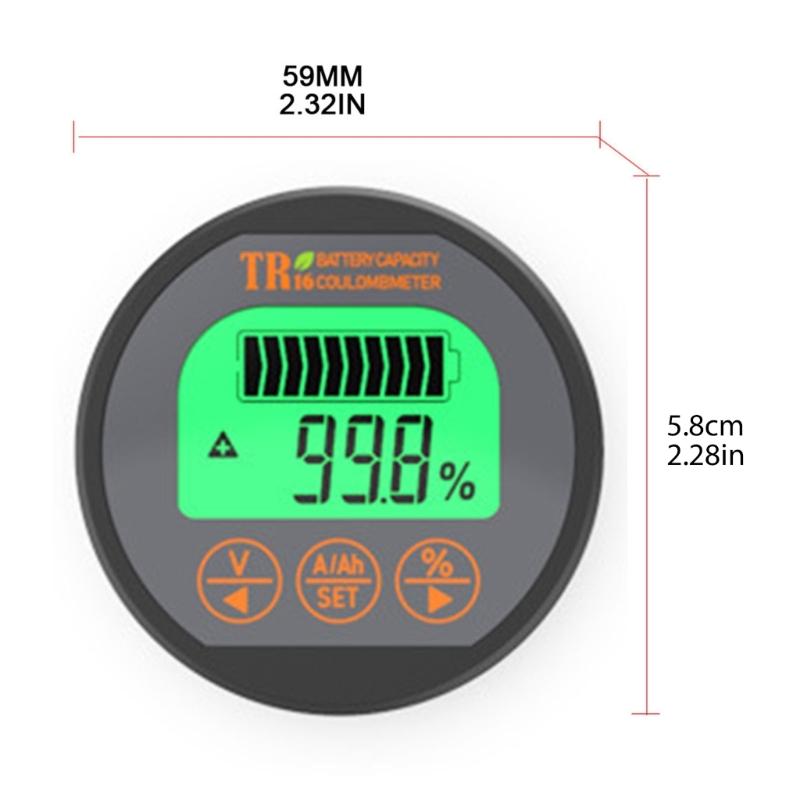 TR16 8-80V Waterproof Battery Capacity Tester Voltage Current LCD Display with Memory Function Battery Capacity Tester