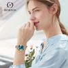 RORIOS Made in 3D Flower Stainless Steel Green женские часы, симпатичные, водонепроницаемые, Япония, блестки, циферблат, ремешок, повседневные, кварцевые, часы для работы/учебы,
