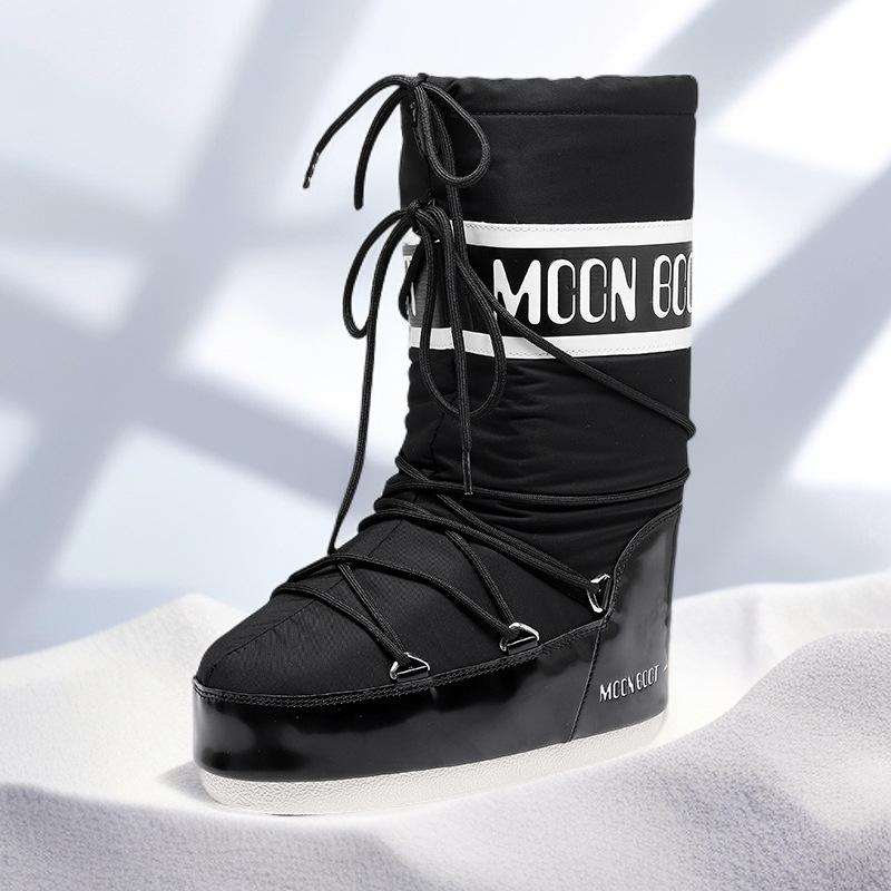 Модные зимние сапоги 2025 зима новые бархатные терморукава хлопковые сапоги нескользящие и износостойкие ремешки сапоги-буханки