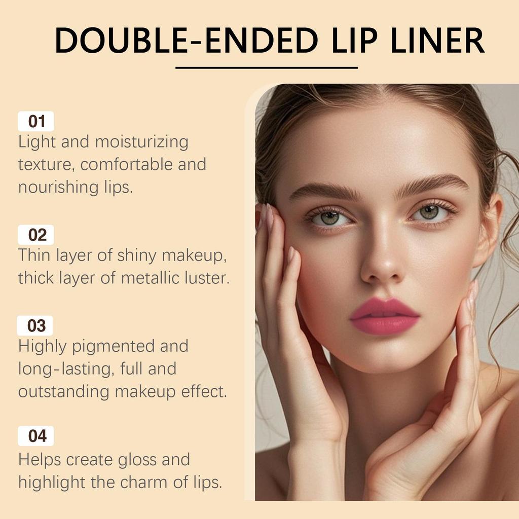 Zephoco Rose Pink Double-Ended Lip Liner & Concealer Stick for Natural Makeup - Smooth, Girlish Pink Pencil