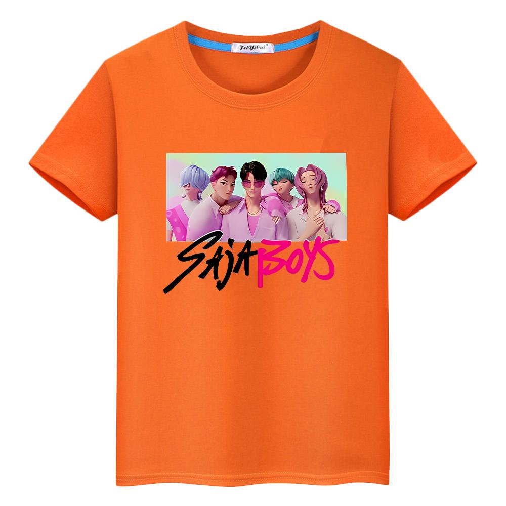 Футболка для детей мальчик 10 лет Kawaii Saja Boys принт 100% хлопок футболки аниме короткая kpop охотники на демонов милые топы одежда для девочек y2k